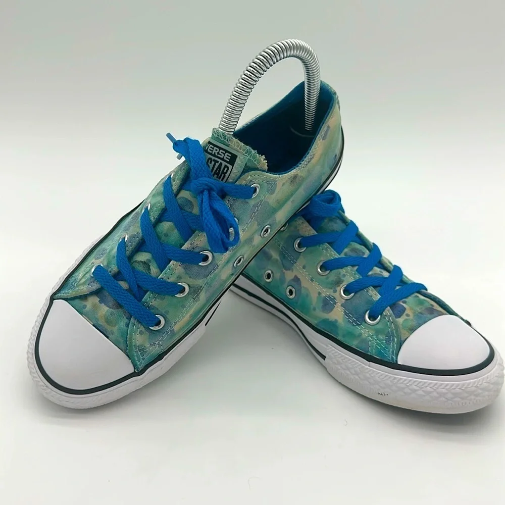 Converse 656081 F All Star Low Top Blue Green Multicolor Sneakers Junior Size 4